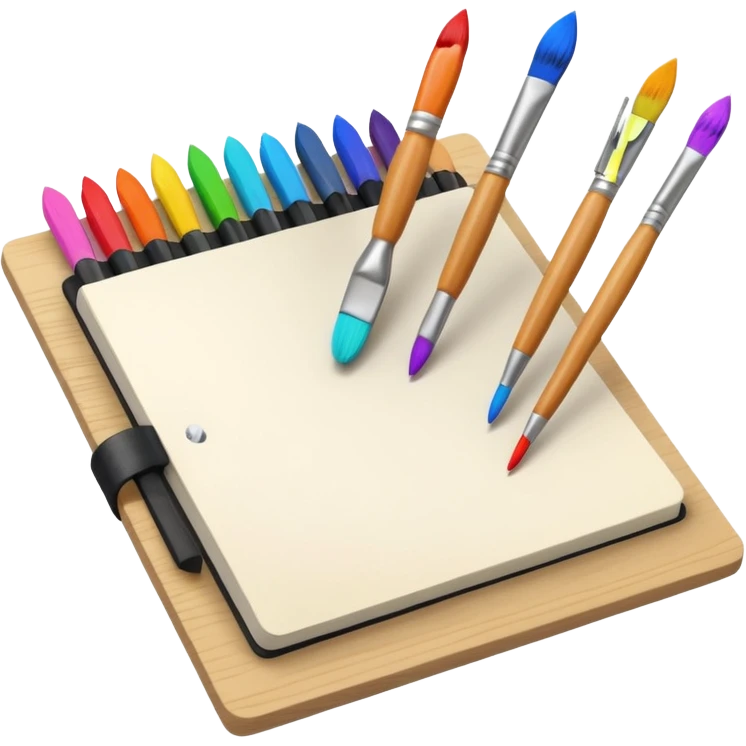 Sketchbook with brushes emoji