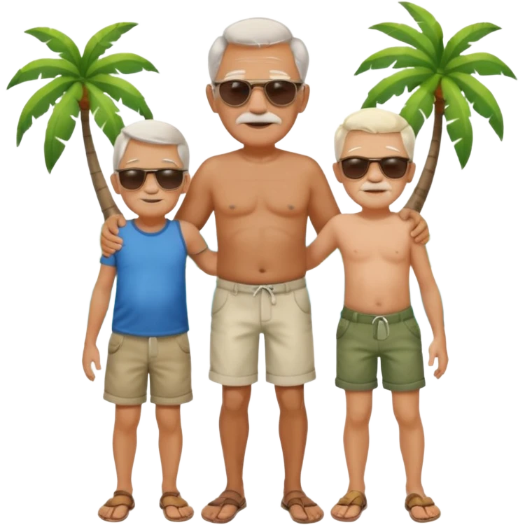 Old man holding little boys on island emoji