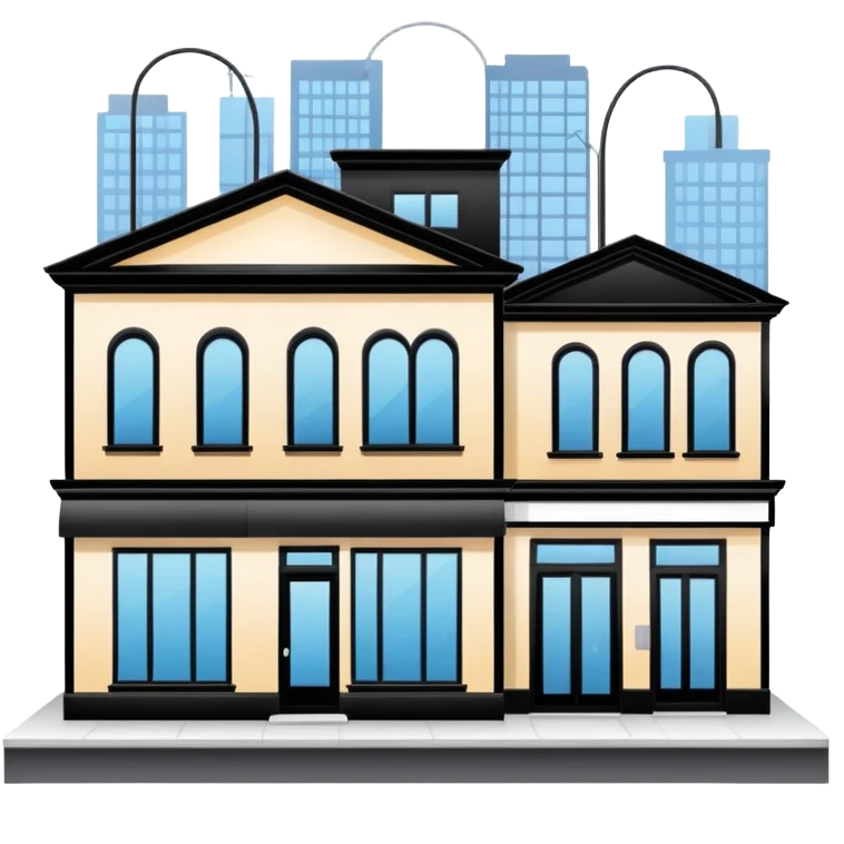 three beauty salon buildings connected by lines emoji