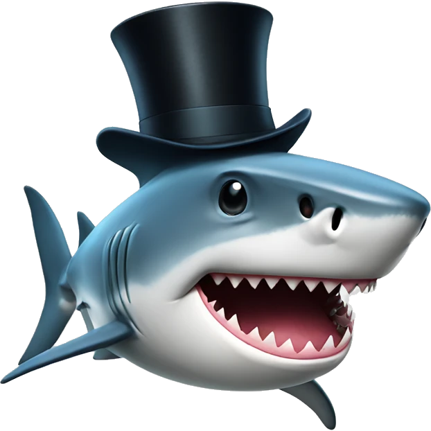 Shark with a top hat emoji