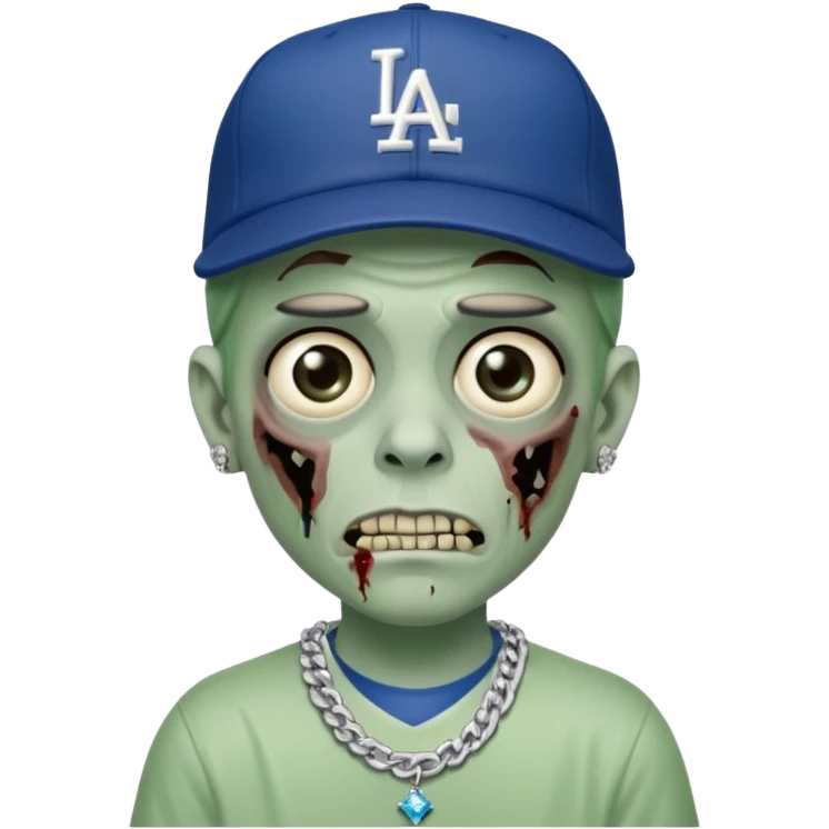Zombie con gorra de los Dodgers y cadena con diamantes  emoji