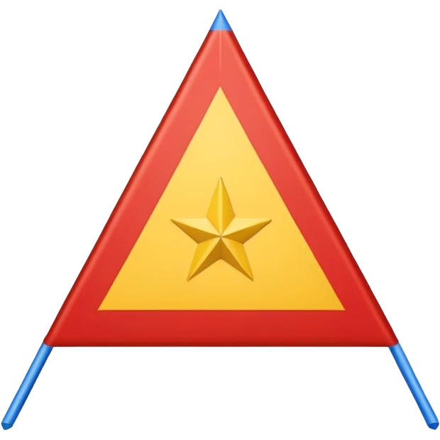 A flag inspired by the Catalan independence flag (the Estelada Blava): five horizontal red stripes alternating with yellow stripes, a blue triangle on the left side pointing to the center, and inside the triangle a single white five-pointed star. emoji