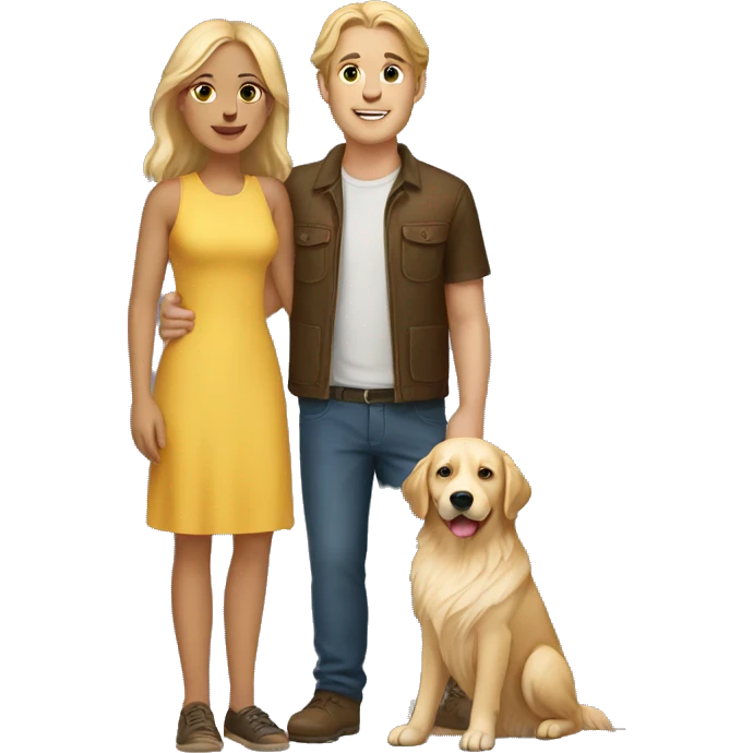 White couple with golden retriever  emoji