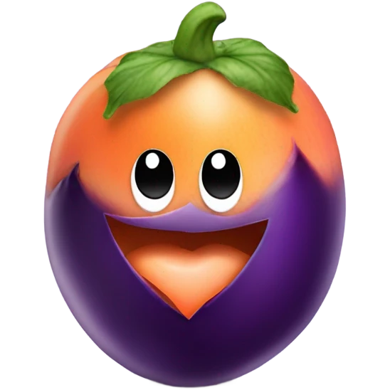 eggplant inside of a peach emoji