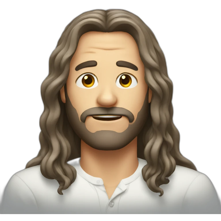 A man with long hair who is drunk emoji