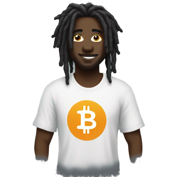 Black with dreads wearing a bitcoin shirt  emoji