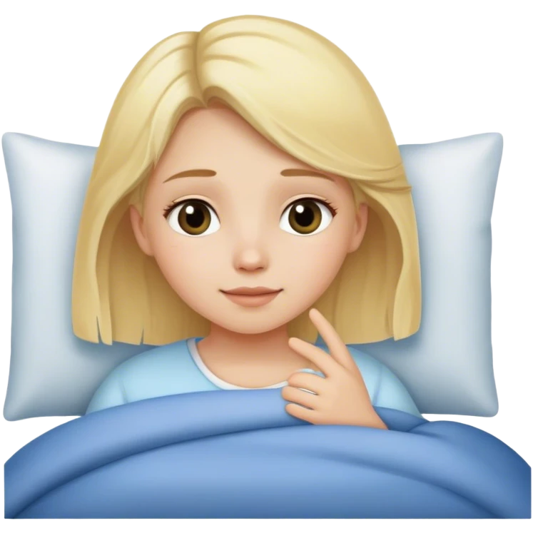 Blonde girl saying goodnight to parents  emoji