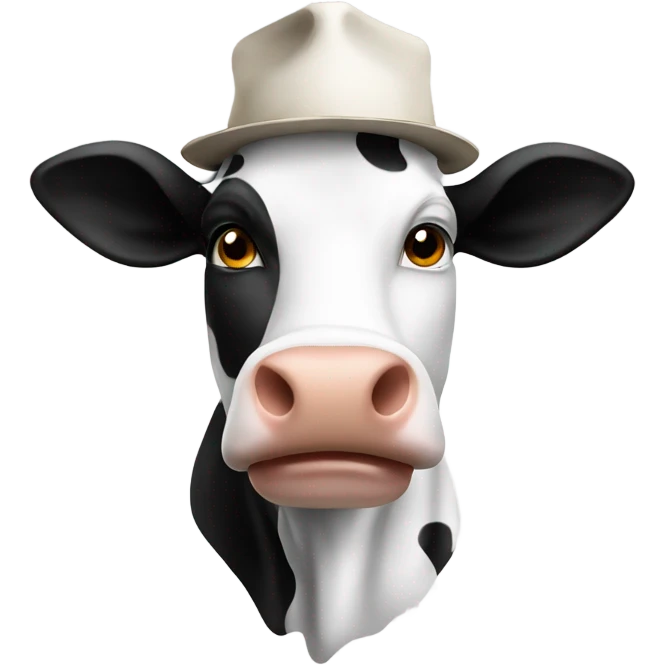 Cow white and black with student hat university  emoji