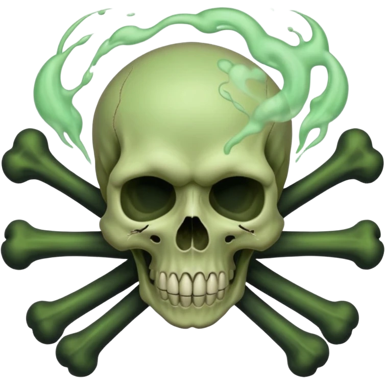 a poisonous cloud of gas, dark swamp color, with an image of a skull and two crossed bones behind the skull emoji