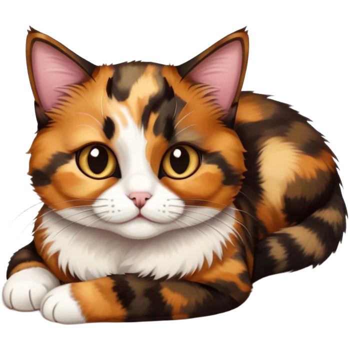 Tortie munchkin cat laying emoji