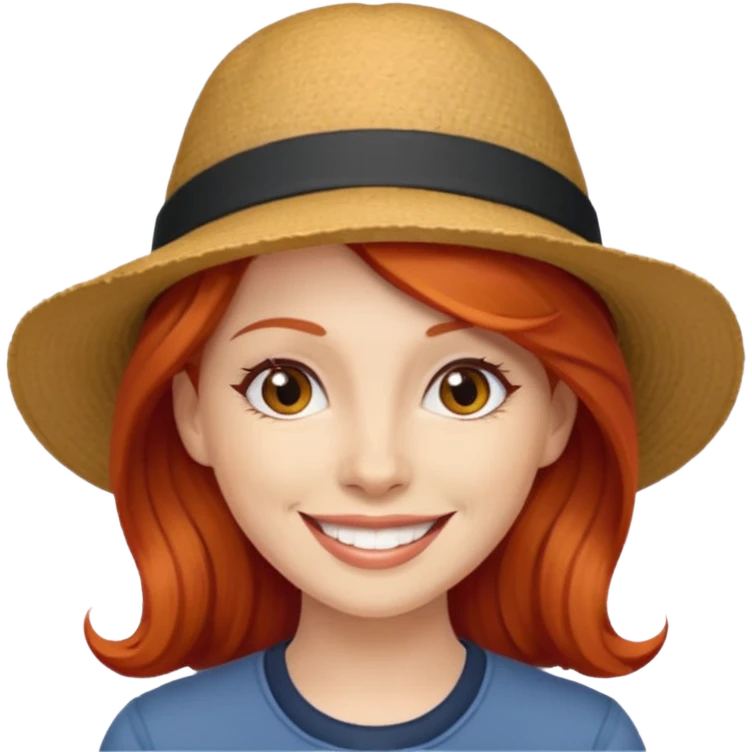 hatted and red haired woman emoji