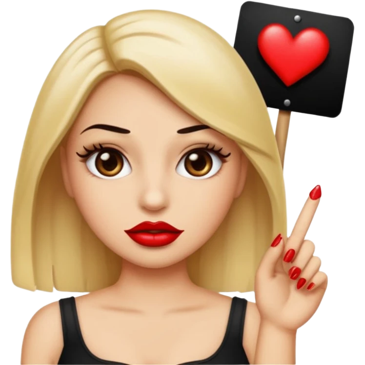 Sassy emoji with glossy lips and nails and eyelashes holding a shin that says”have to deal with my bsf relationship problems again” emoji