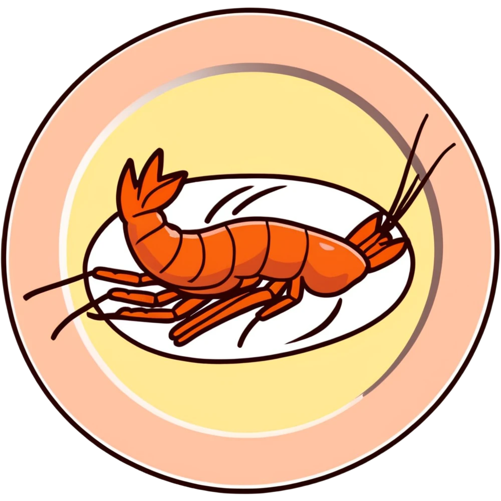 colorful cooked shrimp on a plate emoji