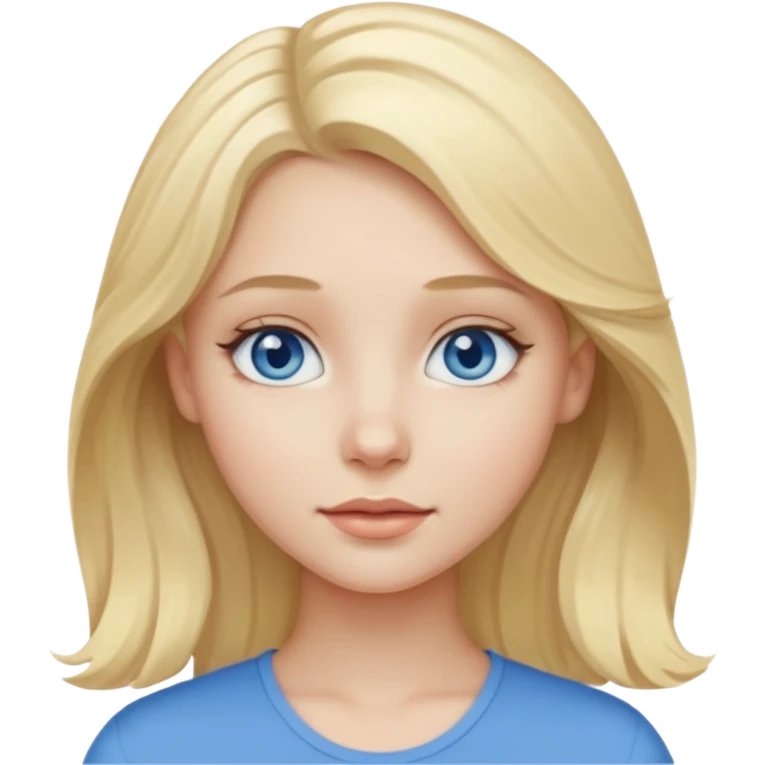 A pale girl with blue eyes and blonde slightly wavy hair emoji
