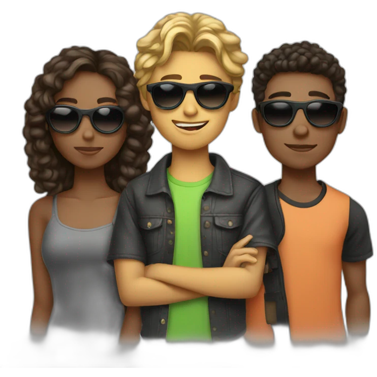 3 teenagers wearing sunglasses looking cool emoji