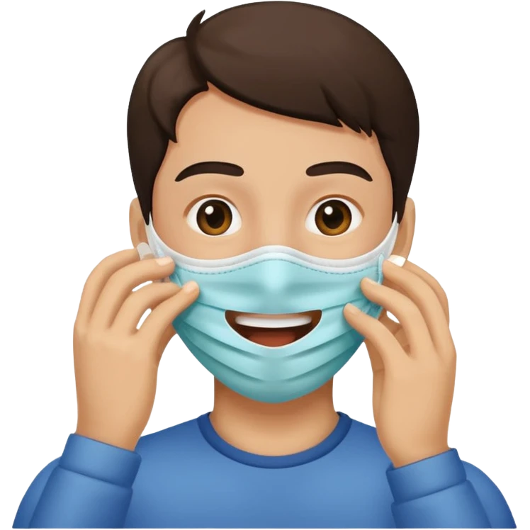 this face 😔 taking a mask off of this face 😁 emoji