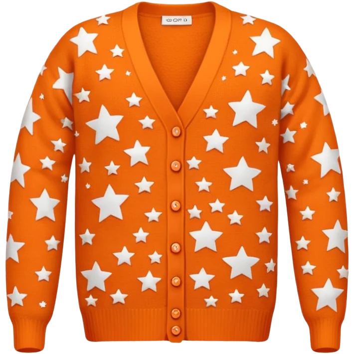 Orange cardigan with stars emoji