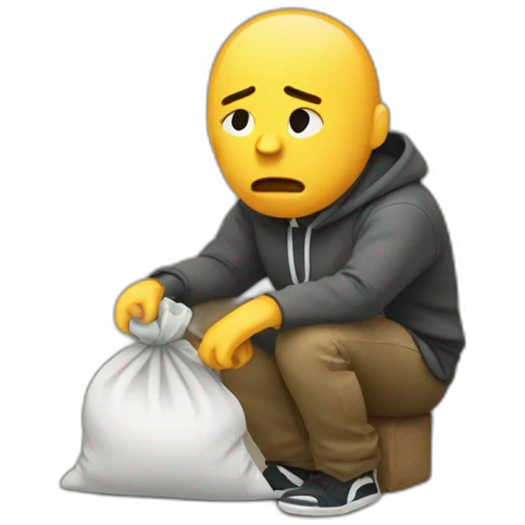 A depressed man with a sack letter emoji