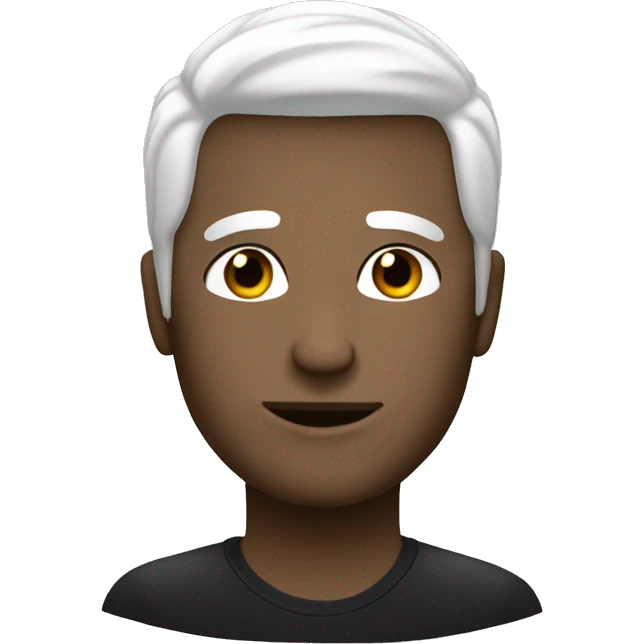 Man white whit hair ans black tiny hairglass emoji