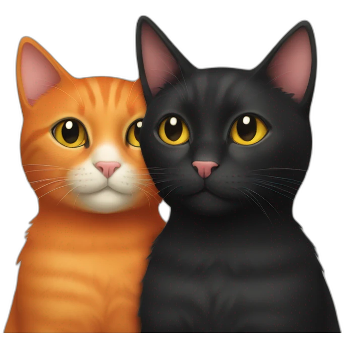 black cat and orange cat cuddling emoji