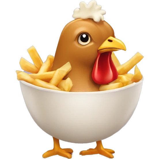 Poutine qui mange une poule emoji