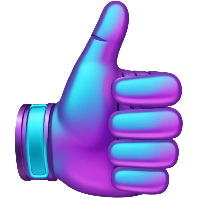 glowing thumbs up, neon purple and cyan collor emoji