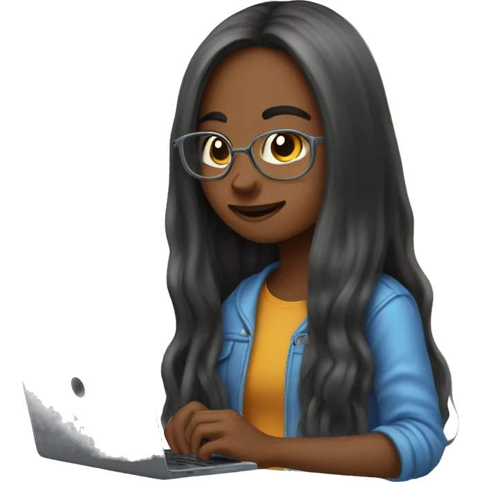 Long hair girl playing switch games cozy  emoji