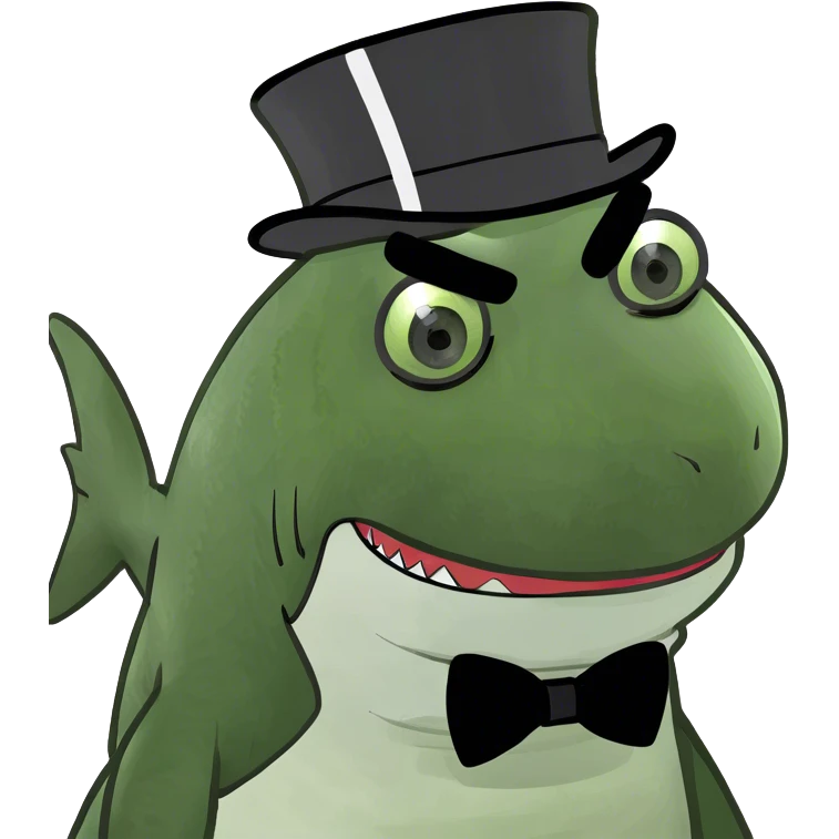 Shark with a top hat emoji