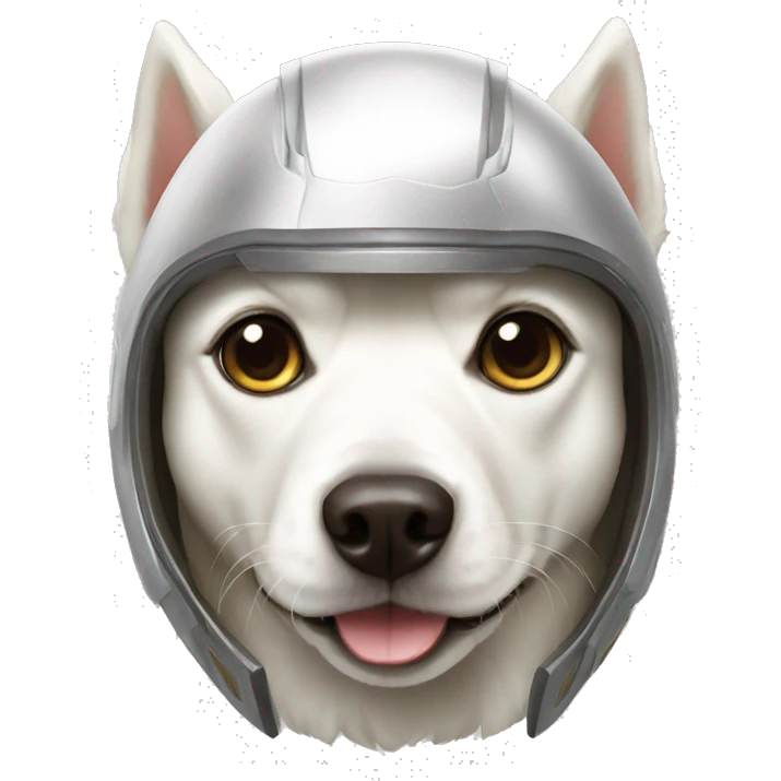 a white dog with loki helmet emoji