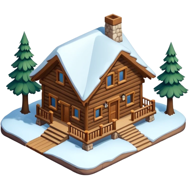 3d-isometric-Mountain-Cabin-mansion emoji