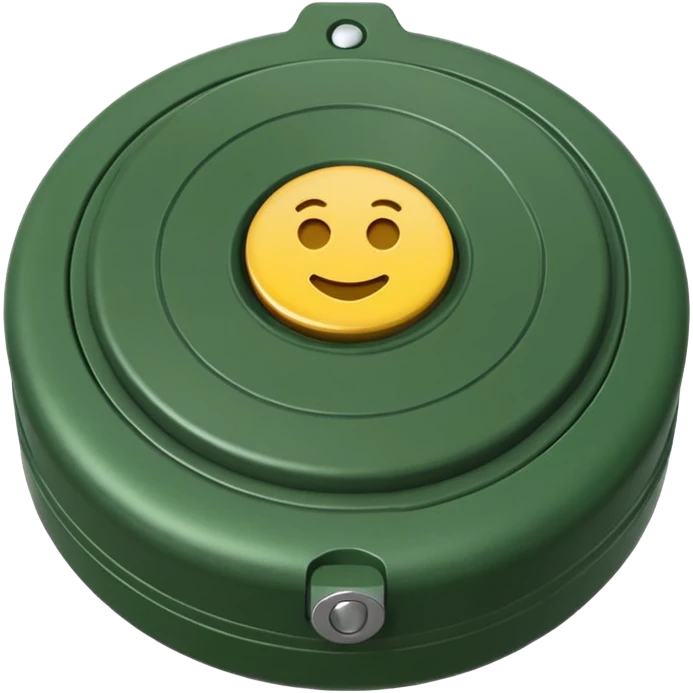 military anti-personnel mine, round, green, distinct button in the center, emoji style emoji