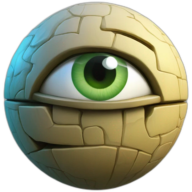 3d sphere with a cartoon Creeper skin texture with Eye of Horus emoji