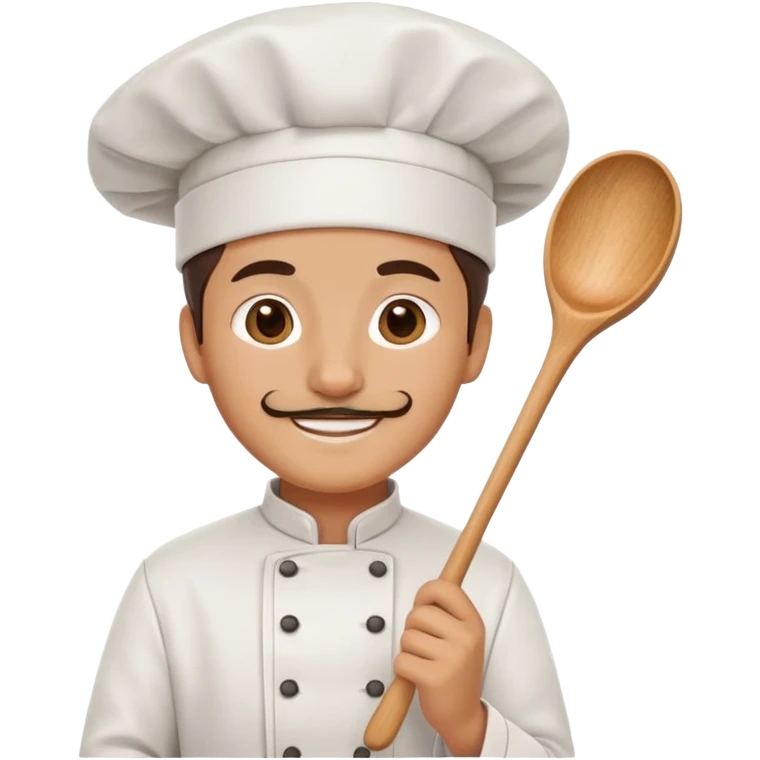 happy chef with chef hat holding a wooden spoon emoji