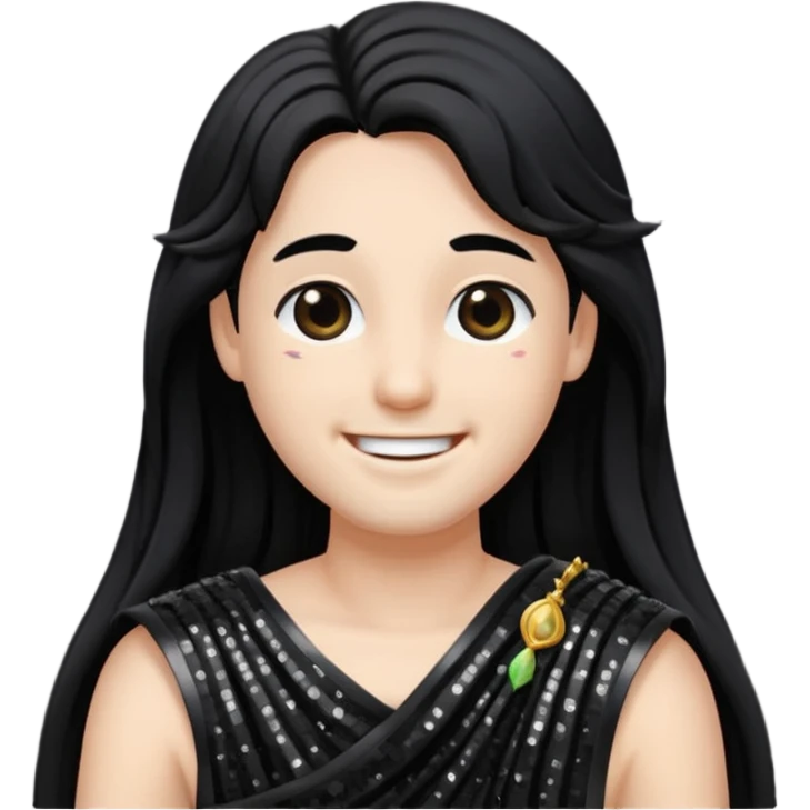 Pluto from Roman Deities with long black hair, black sequin toga emoji