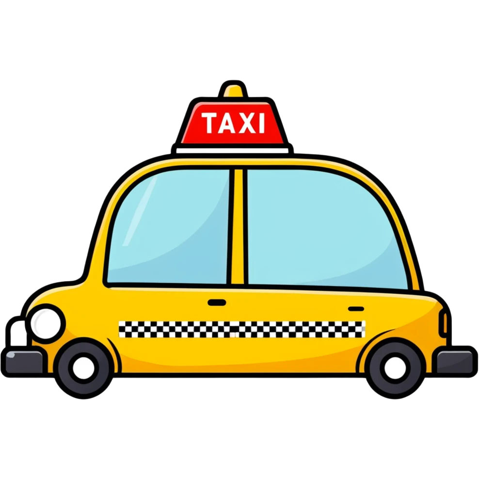 Taxi rápido blanco con línea roja por los lados y número de taxi 1385 emoji