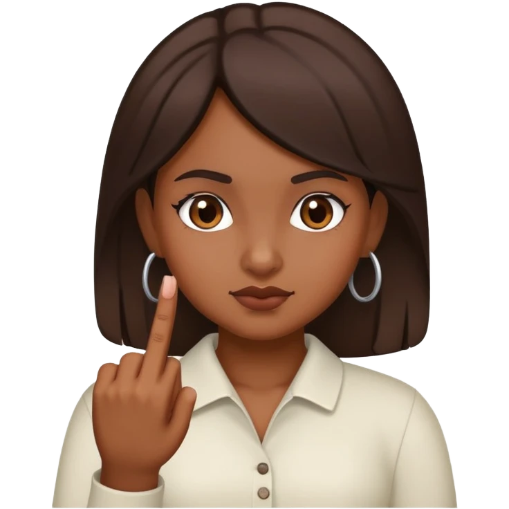 Brown girl with middle finger emoji