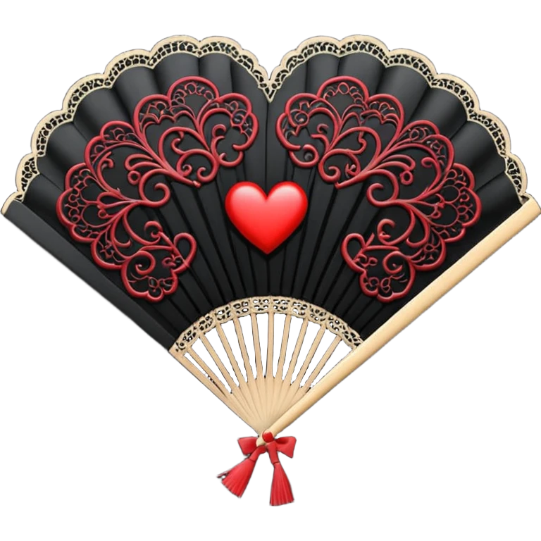 goth heart with a dark lace fan emoji
