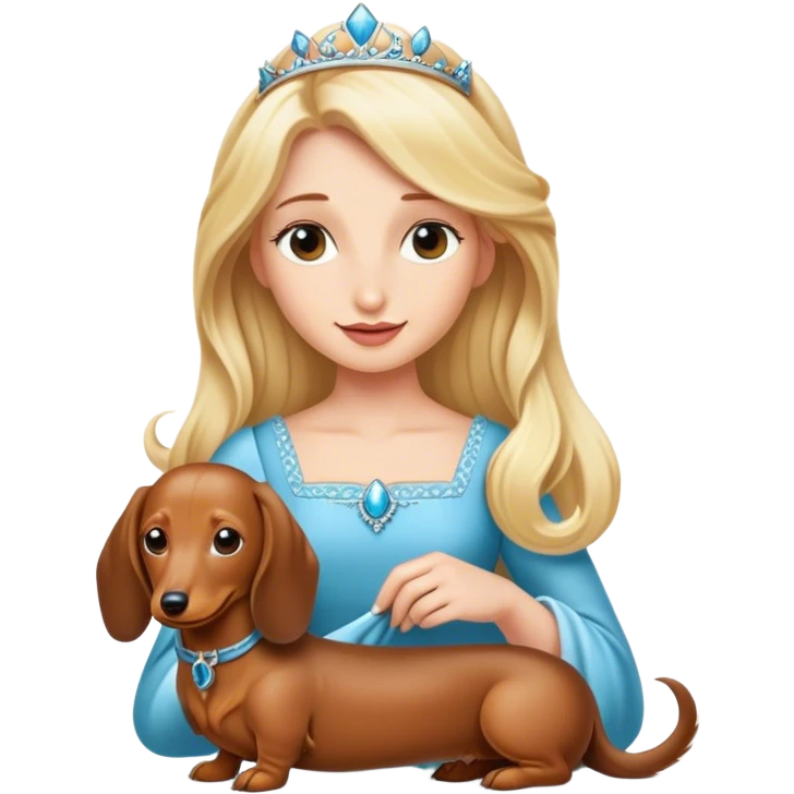 Blonde princess folding a Long haired dachshund  emoji