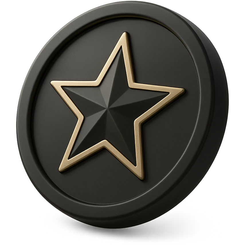 a coin with a star in 3D black style emoji