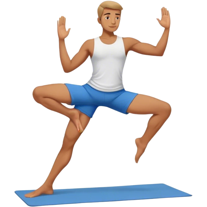 man with blue shorts yoga pose emoji