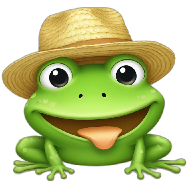Cute cartoon-Frog straw hat emoji