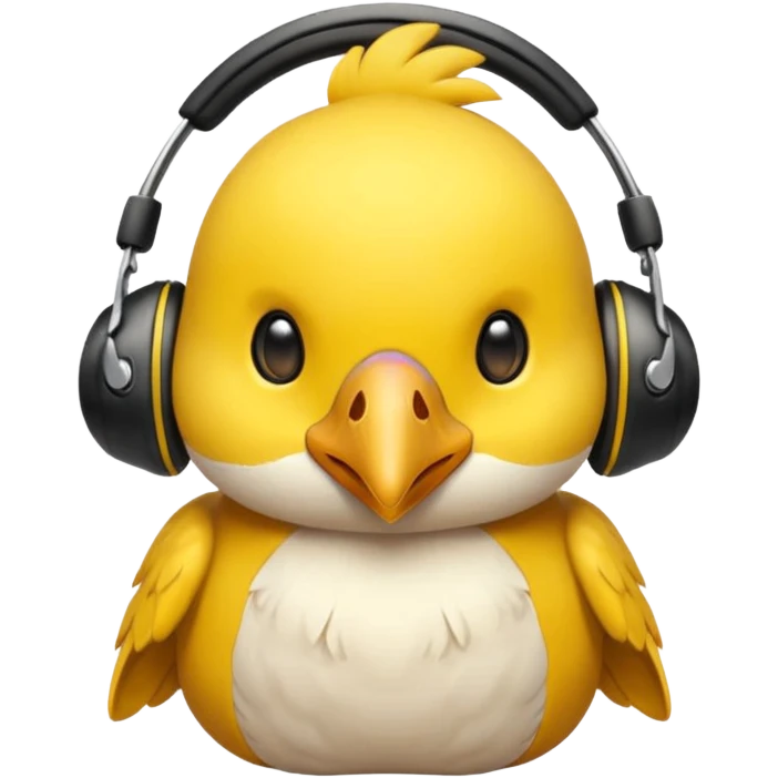 Pollito con cascos gamer enamorado emoji