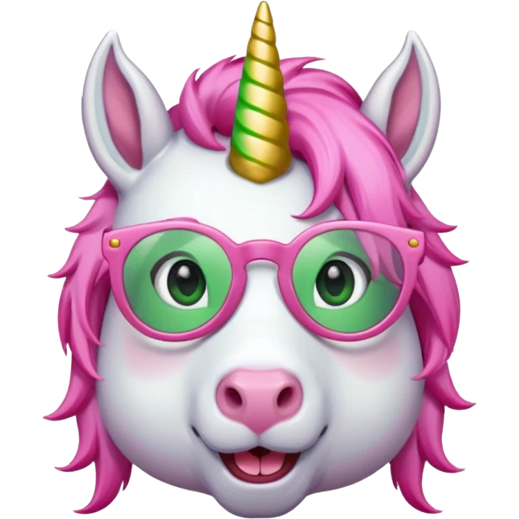 unicorn with green glasses and pink hair emoji