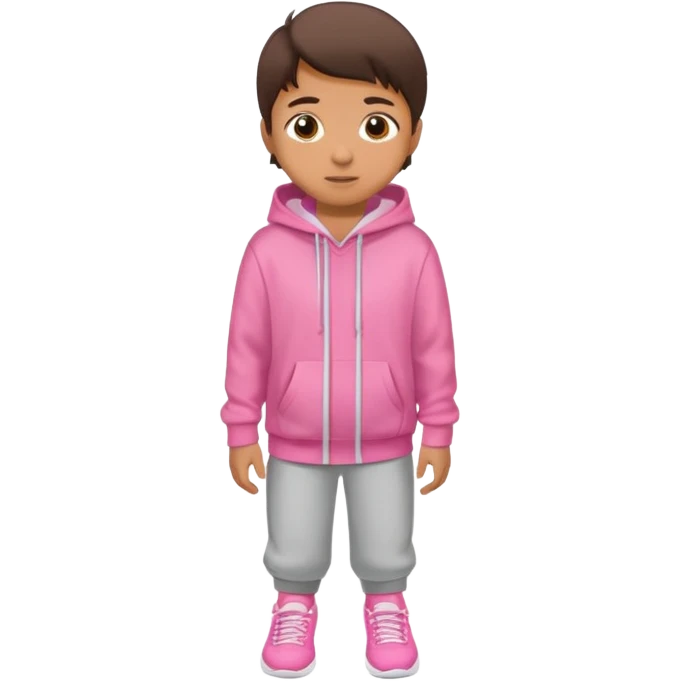 Kid Boy in pink hoodie and sneakers emoji