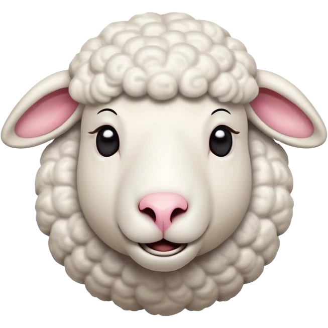 Cinematic Comical Sheep Portrait Emoji, Head tilted dramatically with an exaggeratedly amused expression, featuring a strikingly fluffy white fleece with a quirky pattern and wide, expressive eyes filled with playful disbelief, Simplified yet hilariously expressive features, highly detailed, glowing with a slightly sassy glow, high shine, dramatic yet playful, stylized with an air of cheeky mischief, bright and endearing, soft glowing outline, capturing the essence of a spirited and over-the-top sheep, so meme-worthy it feels like it could baa its way into internet fame instantly! emoji