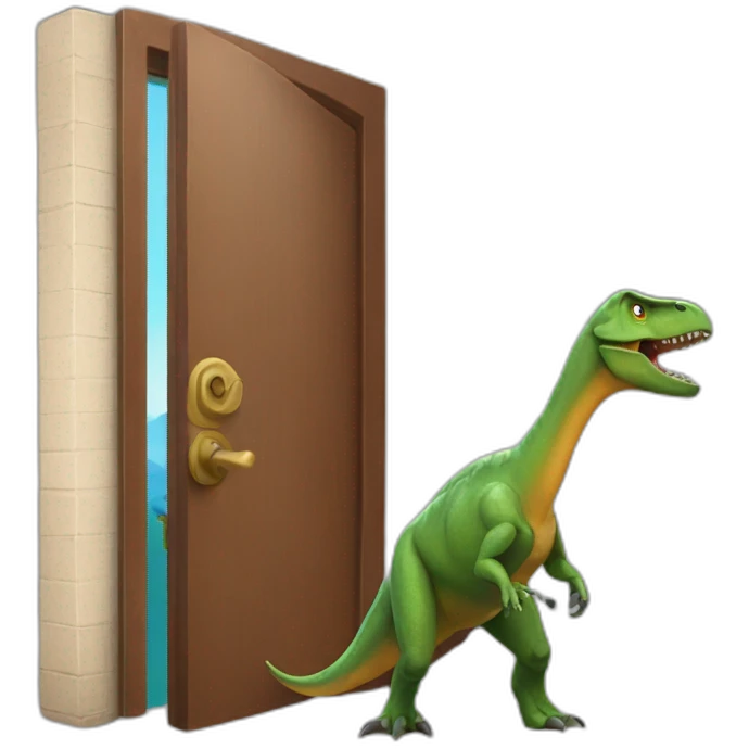 dinosaur with a door in his mourh emoji