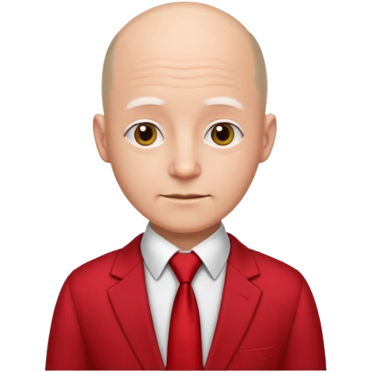 semi Bald with red necktie, red dress, age. emoji