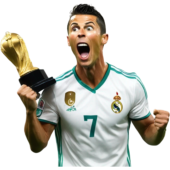 cristiano ronaldo, screaming, trophy emoji