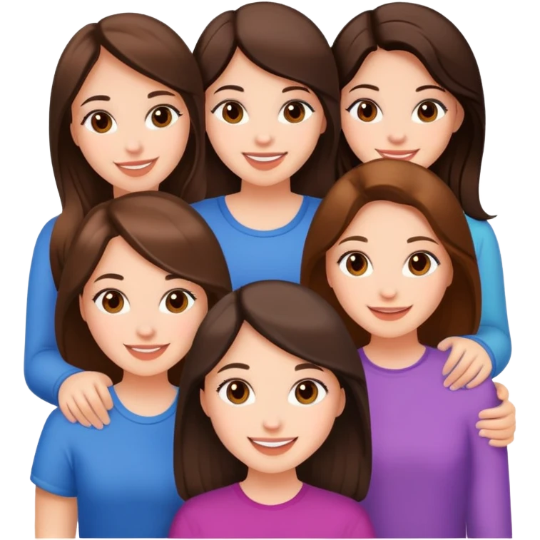 5 happy girls brunette friends  emoji