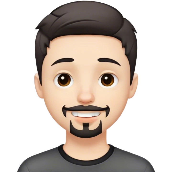Cute white male, short dark colored hair and goatee, nose and lip piercing, emo smiling with mouth closed emoji